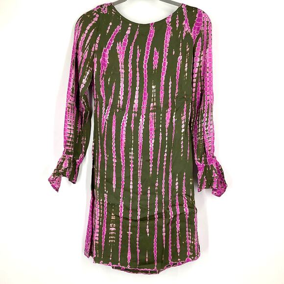 Young Fabulous & Broke Alya Bias Cut Mini Dress Green Pink Small - Picture 1 of 11